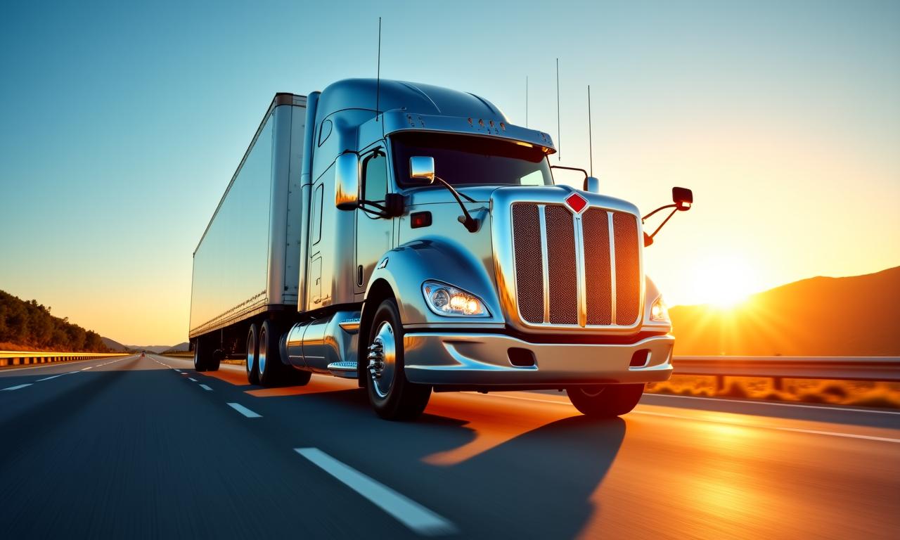 Modern freight truck on a highway